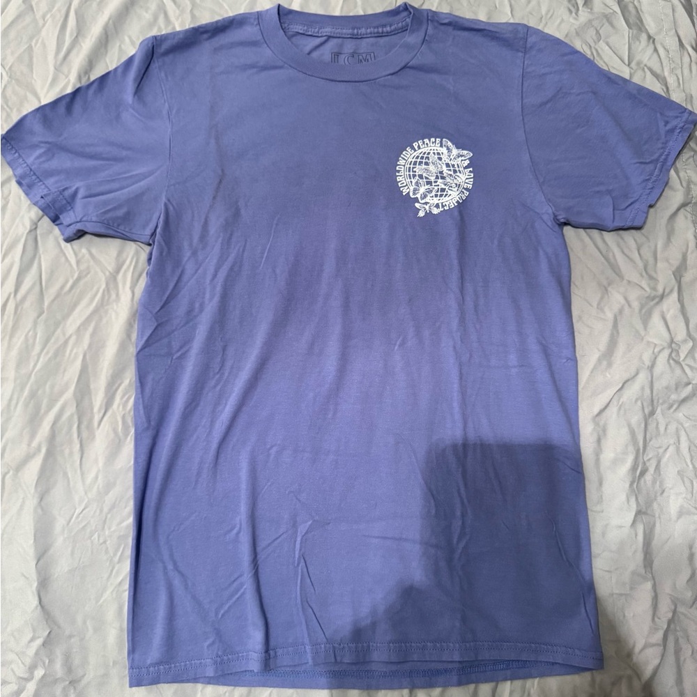 Purple Short Sleeve Tee with Graphic Design